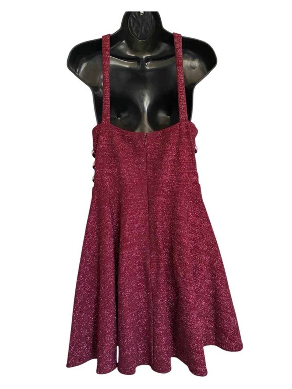 NWT Xscape Shimmery Glitter Burgundy Wine Halter Mini Party Dress - Size 10 - Picture 4 of 9